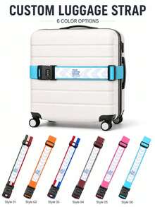 Personalized Luggage Strap With Name, Custom Text Adjustable Suitcase Strap, Bright Luggage Identifier, Reusable Travel Bag Belt For Men Women - Multicolor - View 3