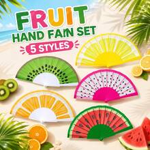 1pc Foldable Handheld Fan, Fruit Series Handheld Folding Fan, With Multiple Fruit Pattern Designs, Each Fan Face Color, Pattern And Position Slightly Different, Randomly Sent - Multicolor - View 9