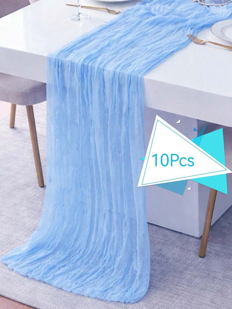 1/2/6/12pcs Light Blue Pleated Table Runner, Festive Birthday Decor Wedding Decor Holiday Home Decor Party Room Table Decoration Table Cloth,Birthday Decor Wedding Decor,  Party Favor, Babe Shower Party Decor, Gender Reveal Party Decor - Baby Blue - View 25