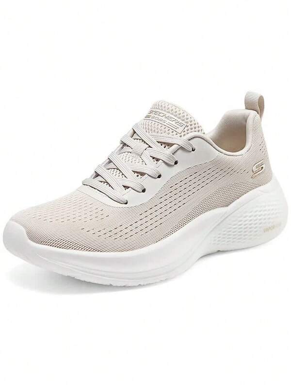 Skechers Breathable Perforated Flyknit Thick Sole Cushioned Walking Shoes Lightweight Mesh Soft Sole Casual Women's Sneakers