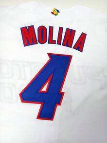 Jersey Baseball Pria #4 Legenda Puerto Rico Yadier Molina, Penangkap Bola, Bordir Huruf, Pakaian Baseball World Baseball Classic, Hadiah Hari Pertandingan - Putih - View 6