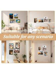 Set Bingkai Foto 3 Buah | Dapat Diletakkan atau Digantung | Vertikal/Horizontal | Cocok untuk Semua Gaya Dekorasi dan Tema Foto | Hadiah dan Dekorasi Liburan | Hitam/Putih | 4 Ukuran: 10x15cm, 15x20cm, 20x25cm, A4 | Aksesori Dekorasi Rumah | Bingkai Foto Kenangan - Beraneka warna - View 5
