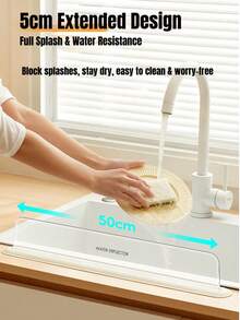 3pcs Premium Silicone Suction Cup Splash Guard Bathroom Sink Splash Guard Kitchen Sink Splash Guard Faucet Splash Guard Integrated Suction Cup Splash Guard Kitchen Countertop Splash Guard Bathroom Extended Sink Splash Guard Cleaning Countertop Glass Tile Squeegee Board Special Offer (Splash Guard + Squeegee Board 2pcs Set) - Water Baffle - View 10