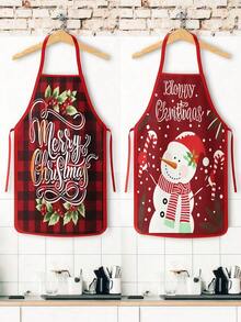Set Of 4 Funny Christmas Aprons, A Christmas Kitchen Chef Cooking Apron, A Cute Santa Claus Baking Apron, A Christmas Party Gift Set, Suitable For Cooking, Baking, Barbecuing, And Christmas Party Decoration - Multicolor - View 5