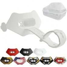 Ootball Mouth Guard Lip Guard With Permanent Helmet Strap Fits Adult & Youth, Ultra-Breathable Maximum Airflow, All Red Design With Protective Storage Case - All White - View 9
