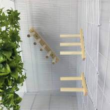 1pc Bird Perch, Parrot Cage Accessory, Natural Wood Ladder, Perch Stand, Tiger Skin Cockatiel Wooden Stick Toy Bird Cage Perch - Style A - View 8