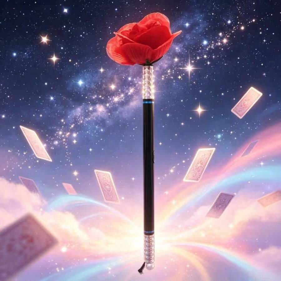 Rose Magic Costume Set, Magic Wand Transforming Flower, Folding Rose, Empty Hand Rose Transformation, Visual Special Effects Magic, Close-Up Magic Performance, Suitable For Parties, Valentine's Day, Surprise Magic Props - Multicolor - View 1
