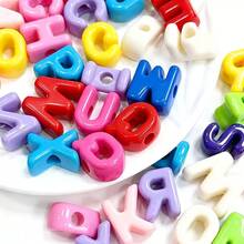 240g (About 90Pcs) High-Quality Multicolor Large Through Hole Mixed Acrylic Alphabet Loose Beads Random Mixed Color Letter Beads, Versatile DIY Beading Materials For Handmade Crafts And Creative Accessory Projects, Items Are Shipped At Random - Multicolor - View 2