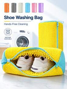Premium Washing Machine Shoe Bag, 360° Deep Cleaning Chenille Reusable Laundry Cleaning Bag, Suitable For Tennis Shoes And Sneakers - Multicolor - View 2