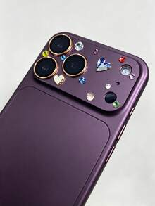 NNBILI Protector de Lente de Cámara con Corazón 3D de Strass Brillante de Lujo para IPhone 17 Pro Max/18 Pro Max - Funda Protectora Mate Exquisita, Diseño de Corazón Colorido, Vidrio Templado Resistente a Arañazos y Duradero - Burdeos - Ver 5