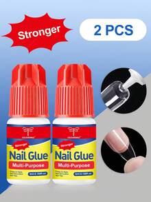 COLOURSMILE Super Strong Nail Glue, 1/2/3pcs/Set 5ml/Bottle, Quick Dry Waterproof Long Lasting, Suitable For Artificial Nails, Essential Item - Clear - View 3