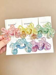 Transparent Jelly Color Bow Hair Tie, Colorful Elastic Ponytail Hair Band, Minimalist Back To School Hair Accessory, Autumn Decoration, Suitable For Ponytail Hairstyles - Multi-color - Hair Tie - View 3