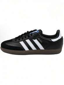 Adidas SAMBA OG Round Toe Lace-Up Low-Top Sneakers Unisex Black & White - Black - View 1