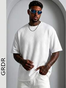 GRDR Men's Fashion Round Neck Solid Color Short Sleeve T-Shirt | Exquisite Design | Summer Essential | Easy To Match | Show Your Style - White - View 2
