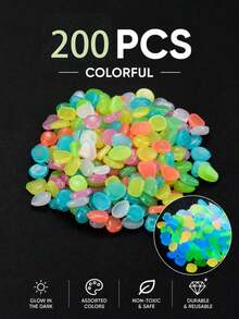 300pcs Experience Magical Large-Sized Glow-In-The-Dark Pebbles – Perfect For Aquariums, Wedding Venues, And Gardens (38-Piece Set) | Create A Starry-Sky Indoor Ambiance Or Romantic Outdoor Nighttime Glow; Suitable For All Seasons. - Multicolor - View 17