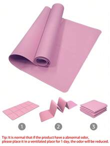 173cm*61cm EVA Yoga Mat, Solid Color Pilates Exercise Mat, Suitable For Yoga, Pilates, Plank, Fitness, Gymnastics, Workout, Gym, Home Training. Perfect Gift For Mother's Day, Birthday, Folded Shipping, May Have Slight Creases. - Pink - View 3