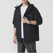 Skechers Men's Color-Block Hooded Outdoor Windbreaker Jacket - Black - View 2