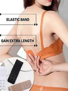 2/3/6/9/15pcs Bra Extender, 2 Hooks 3 Rows, Extra Long, Lingerie Accessory, Elastic Adjustable, Bra Back Strap Extender - Multicolor - View 5