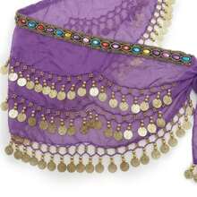 Belly Dance Scarf With Stones And Coins  Luxury Various Models - New Arrival - 紫羅蘭色 - 查看 2