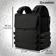 Chaleco Táctico Kampak RY25 Chaleco Deportivo Multiuso Porta Placa Unitalla con Parches gratis - Negro - Ver 3