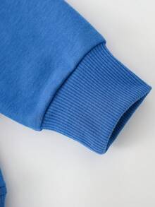 Boys' Round Neck Long Sleeve Sweatshirt With Helicopter Patch Embroidery, Loose Casual Pullover Sweatshirt For Toddlers And Young Children - Blue - View 5