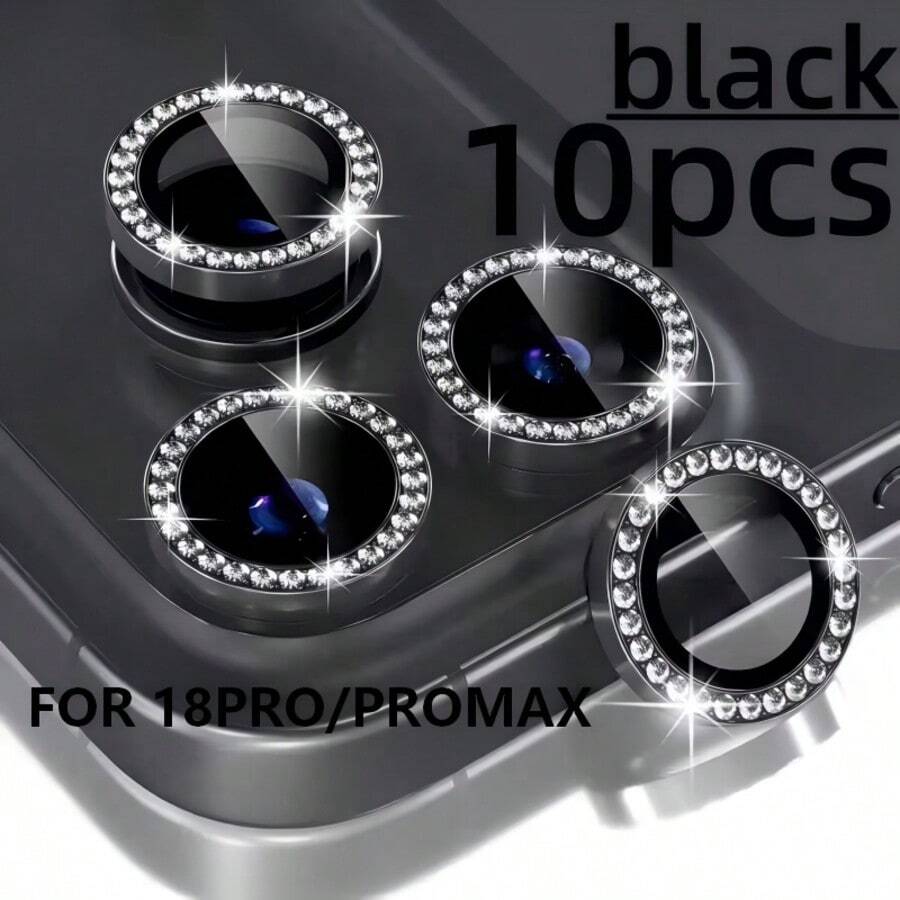 10片裝鑽石鷹眼鏡頭膜,適用於Apple 11/12/12Mini/11Pro/11ProMax/12Pro/12ProMax/13/13Mini/13Pro/13ProMax/14/14Plus/14Pro/14ProMax/15/15Plus/15Pro/15ProMax/16/16Plus/17/16Pro/16ProMax/16E/SE4/17E/17Pro/17Promax/17Air/18PRO/18PROMAX,閃亮鑽石時尚小眾鏡頭膜,高級鏡頭保護蓋,後置相機保護環,完美禮物,防爆防刮,高清鏡頭保護 - 金色 - 查看 1