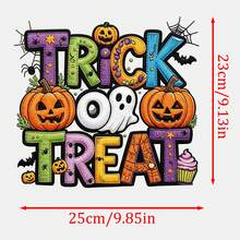 Large 25cm DIY DTF Heat Transfer Iron-On Patch, Clothing Decoration, 2D Embroidery-Style Halloween Pumpkin Pattern, Can Be Ironed And Applied To T-Shirts, Sweatshirts, Canvas Bags, Fun Print For Personalized Outfit, Suitable For Creative Handmade DIY - 25cm/9.85in - View 2