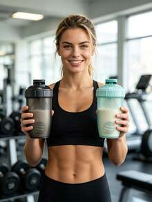 1pc Portable Large Capacity Protein Shaker Cup, Leak-Proof Sealed Sports Water Bottle With Stirring Ball, Suitable For Gym Fitness Workout - Multicolor - View 1