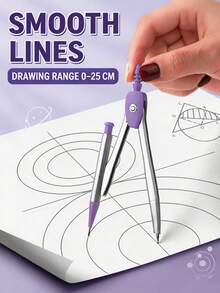 8pcs Geometric Compass & Ruler Set, Complete Math Drawing Tool Kit With Ruler, Triangle Ruler, Protractor, Eraser And Replacement Lead, Portable Metal Storage Box, Practical School And Office Stationery For Students - Compass Set - View 3