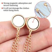 2/6pcs Multi-Function Magnetic Clothing Clips, Strong Button Clips For Pants, Sleeves, Cuffs, Hems, Clothing And Headscarf Decoration, Detachable, No Nails Or Sewing Required, Metal Clips For Shortening And Tightening - Multicolor - View 6