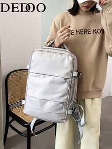 Dedoo Multi-Color Backpack, Solid Color Minimalist Design, Multiple Zipper Pockets, Large Capacity Student School Bag, Suitable For University Campus Students Travel, Minimalist Business Style - Multicolor - View 4