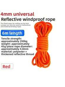 6m 4mm Reflective Tent Guy Rope, Heavy Duty Polyester Windproof Rope With Aluminum Alloy Double Eye Adjustment Buckle, Multi-Color Outdoor Canopy Awning Fixing Rope, Camping Waterproof Tarp Hanging And Binding Use - Multicolor - View 4