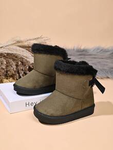 Infant Fashion New Snow Boots With Bow Decoration - Coffee Brown - View 1
