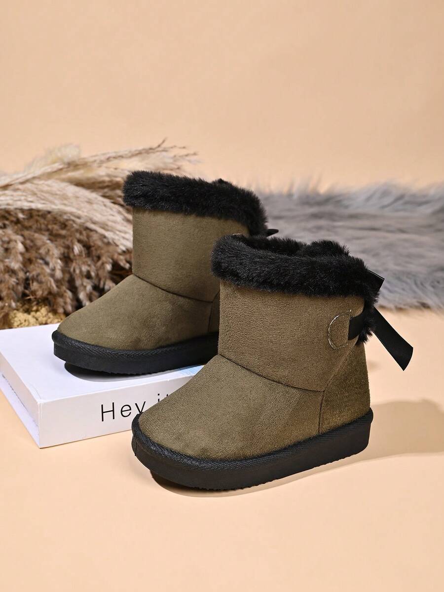 Infant Fashion New Snow Boots With Bow Decoration - Coffee Brown - View 1