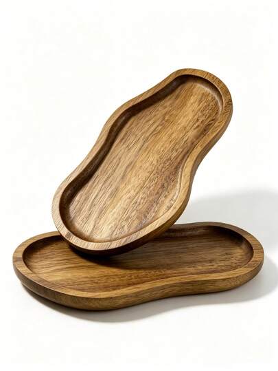 1PC Luxury Wooden Tray, High-Quality Banquet Tray, Wooden Tray, Sushi Plate, Acacia Wood Material, Used For Serving Cheese, Desserts, Coffee, Snacks, Perfect For Afternoon Tea, Home Gathering, Party Supplies, Creative Decoration For Guest Table, Dining Table And Coffee Table, Practical Baking Tool