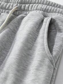 Men's Thermal Lined Sweatpants, Loose Fit Casual Straight Leg Pants For Autumn/Winter - Grey - View 5