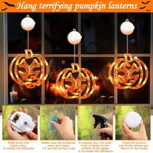 1pc Halloween Pumpkin Light, Suction Cup Light, Indoor String Lights With Timer Function, Create Scary Atmosphere Decoration, Suitable For Halloween, Various Room Walls, Holiday Decoration, Battery Powered (Batteries Not Included) - Suction Cup Light - View 6