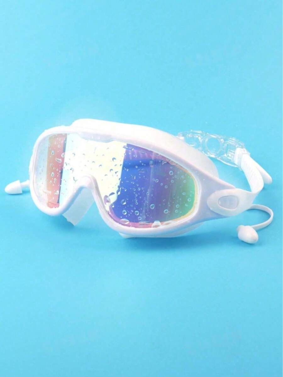 Adult & Youth Large Frame Anti-Fog Swimming Goggles With Ear Plugs - White - View 1