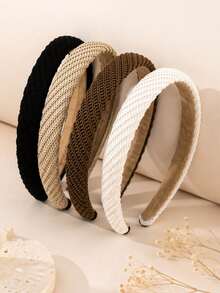 1pc Girls Maillard Color Fine Knit Fashionable Elegant Minimalist High Crown Headband Suitable For Daily Wear - Multicolor - View 2