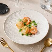 2/4/6pcs Black & White Textured Dinnerware Set, Textured Round Plates, Black & White Tableware, 9.84" Dinner Plates And 7.87" Salad/Cake Plates, Suitable For Kitchen, Party And Entertaining - White - View 7