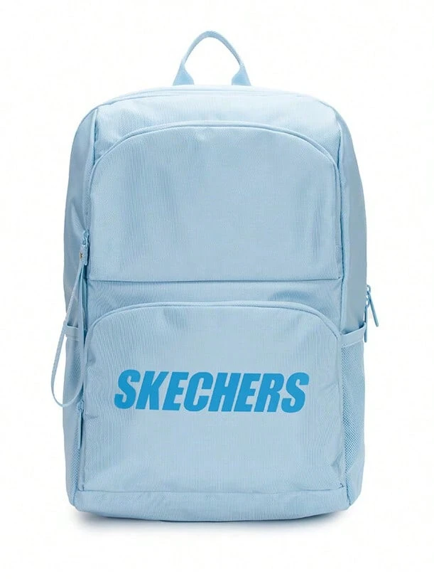 Skechers 男女通用大容量多隔層牛津布簡約字母印花雙肩包電腦包,31*17.5*45cm - 淺藍色 - 查看 1