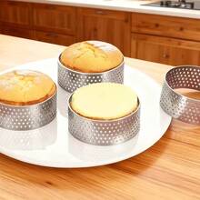 6pcs/12pcs Cetakan Tart Berlubang Stainless Steel, Cetakan Kue Anti Lengket & Tahan Lama (5cm/8cm) - Cetakan Kue Bulat Anti Lengket untuk Memanggang Mousse, Tart, Makanan Penutup, Kue Mini - Tahan Panas dan Aman untuk Mesin Pencuci Piring - Cetakan Tart, Cetakan Kue - - - View 6