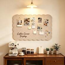 1pc Scalloped Edge Felt Board, Memphis Style Self-Adhesive Bulletin Board, No-Drill Wall-Mounted Notice Board, Removable Reusable Memo Board, Photo Wall Display Board, Pin Board Message Board, Background Board, Wall Decor, Room Decor, Bedroom, Office - Wavy - View 6