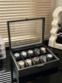12/10/6/3/2 Slots Luxury Large Capacity Watch Storage Box, Watch Display Box, Can Store Watches, Perfect Gift Display Box - Multicolor - View 6