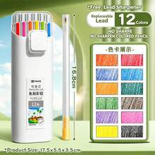 No-Sharpening Replaceable Colored Pencils, Erasable Mechanical Colored Pencil Set With Pencil Sharpener, Student Drawing Sketching Coloring Stationery - Sets - View 13