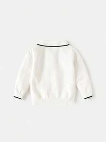 Girls' Bow-Knit Floral Collar Sweater, New Autumn/Winter Children's Knitwear - White - View 2