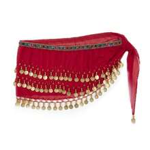 Belly Dance Scarf With Stones And Coins  Luxury Various Models - New Arrival - 紅色 - 查看 2