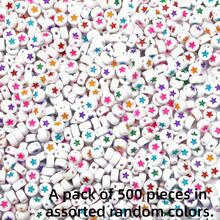 500/1000顆彩色壓克力字母珠組，A-Z字母珠，適用於DIY手鍊、鑰匙圈與姓名項鍊手工套件 - 彩色星星 - 查看 9