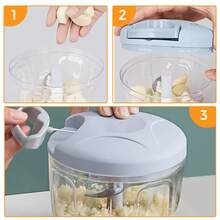 Crystals Manual Pull String Food Chopper -  Vegetable & Onion Dicer - Grey - View 9
