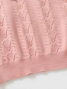 Girls' Turn-Down Collar Sweater, New Autumn/Winter Knit Base Layer - Pink - View 5